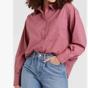 A New Day Dusty Rose Pink Button Down Blouse Size Small